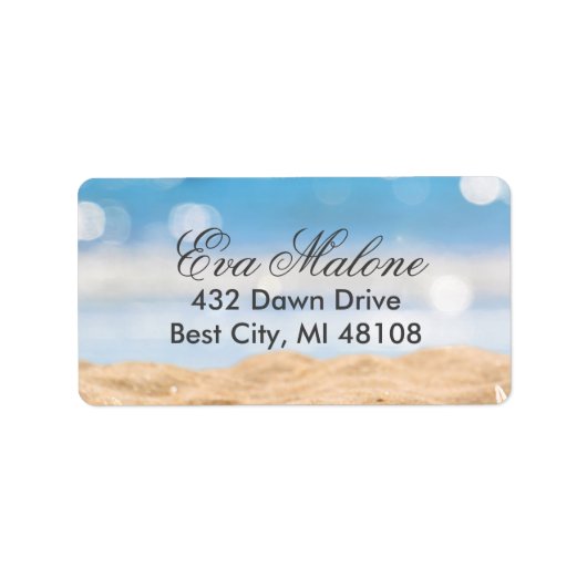 Strandfotobestemming - Adresetiketten Etiket (Voorkant)
