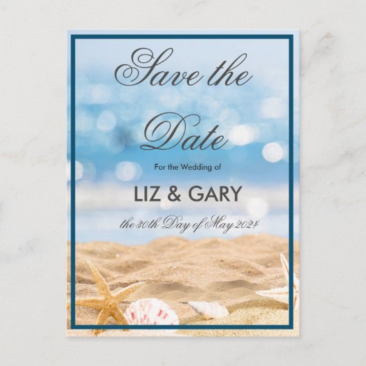 Strandfotobestemming - Save the Date Briefkaart (Voorkant)