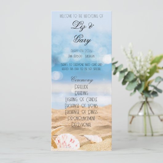 Strandfotobestemmingsprogramma Programmakaart (Staand voorkant)