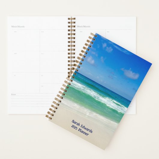 Strandfotografie Blue Ocean Waves Custom 2025 Planner (Display)
