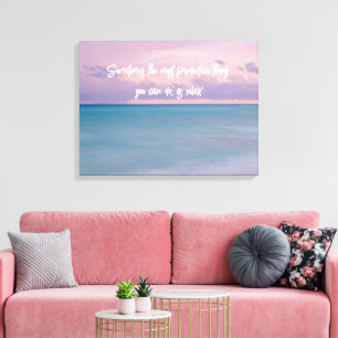 Strandfotografie Decor met reisofferte Canvas Afdruk