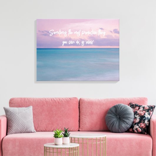 Strandfotografie Decor met reisofferte Canvas Afdruk (Insitu (Woonkamer))