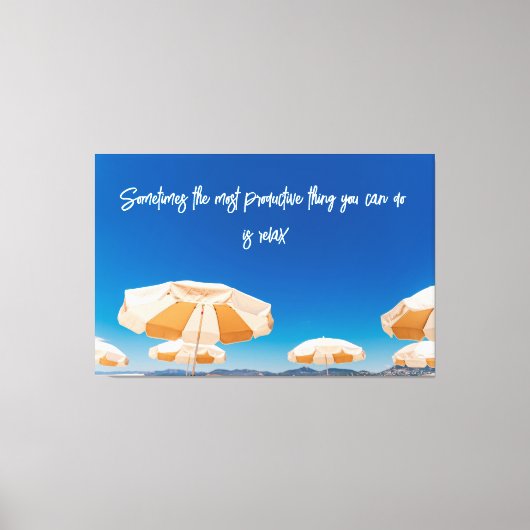 Strandfotografie Decor met reisofferte Canvas Afdruk (Voorkant)