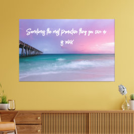 Strandfotografie Decor met reisofferte Canvas Afdruk