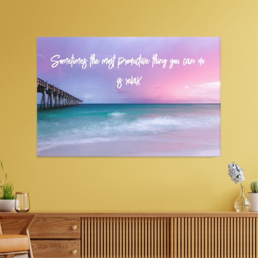 Strandfotografie Decor met reisofferte Canvas Afdruk (Insitu (Woonkamer))