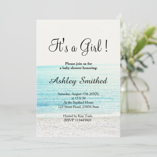 strandfotografie tropisch modern baby shower kaart (Staand voorkant)