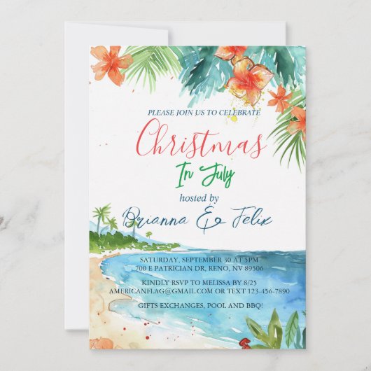 Strandfront in Kerstmis in juli Kaart (Voorkant)