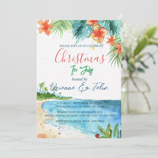 Strandfront in Kerstmis in juli Kaart (Staand voorkant)