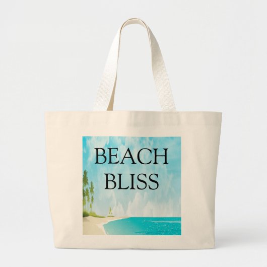 Strandgeluk kust oceaan scène canvas tas (Voorkant)