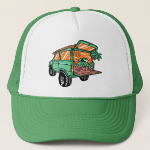 Strandgezicht in de auto Illustratie zomerpret Trucker Pet