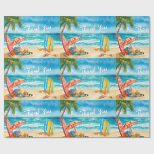Strandgezicht met Bedankt tekst in de lucht Cadeaupapier