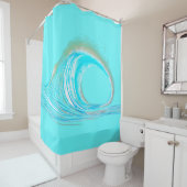 Strandgolf blauwgroen douchegordijn (In situ)