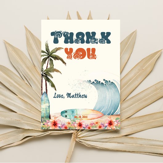 Strandgolf Surf Verjaardagsfeest Dank Je Bedankkaart