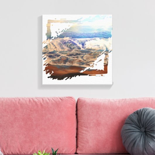 Strandgolven blauw canvas afdruk (Insitu (Woonkamer))