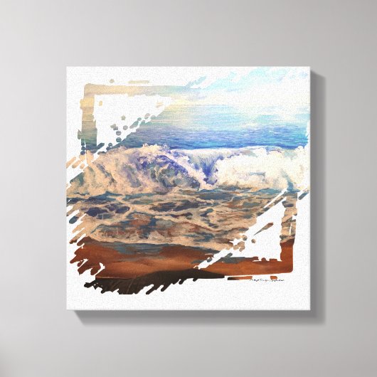 Strandgolven blauw canvas afdruk (Voorkant)