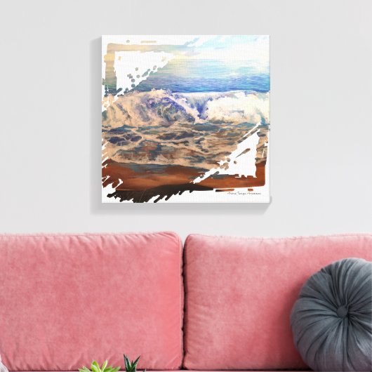 Strandgolven Blauw Canvas Afdruk (Insitu (Woonkamer))