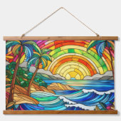 strandgolven en palmbomen hangend wandkleed (Voorkant)