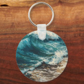 Strandgolven en Zand Gepersonaliseerde Sleutelhang Sleutelhanger (Achterkant)