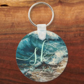 Strandgolven en Zand Gepersonaliseerde Sleutelhang Sleutelhanger (Voorkant)
