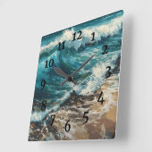 Strandgolven en zandschilderen vierkante klok (Hoek)