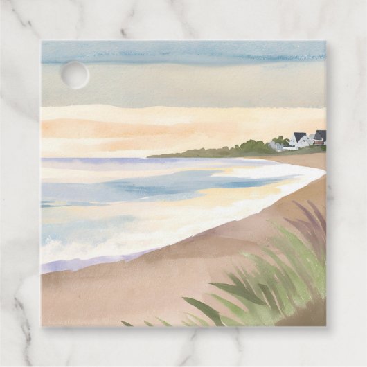 Strandgolven | Kustoceaan aquarel Bedankjes Labels (Voorkant)