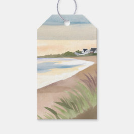 Strandgolven | Kustoceaan Aquarel Cadeaulabel