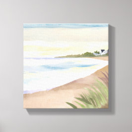Strandgolven | Kustoceaan Aquarel Canvas Afdruk