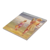 Strandgolven met kinderen en mama tegeltje (Zijkant)