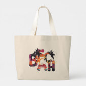Strandgolven Palmbomen Grote Tote Bag (Achterkant)