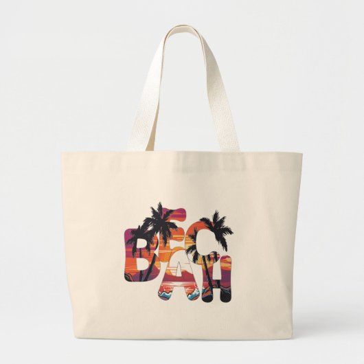 Strandgolven Palmbomen Grote Tote Bag (Voorkant)