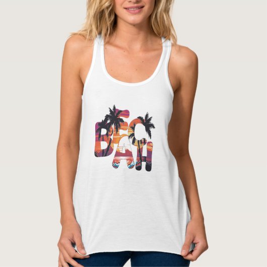 Strandgolven Palmbomen Tanktop (Voorkant)