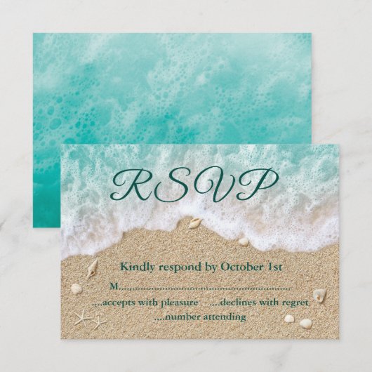 Strandgolven Sandy Toes Salty Kisses RSVP (Voorkant / Achterkant)