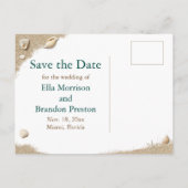 Strandgolven Sandy Toes Salty Kisses Save the Date Aankondigingskaart (Achterkant)