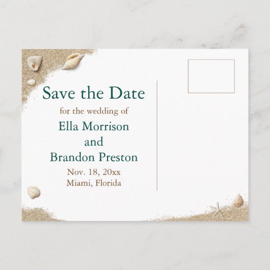 Strandgolven Sandy Toes Salty Kisses Save the Date Aankondigingskaart (Achterkant)