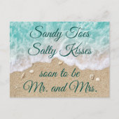 Strandgolven Sandy Toes Salty Kisses Save the Date Aankondigingskaart (Voorkant)