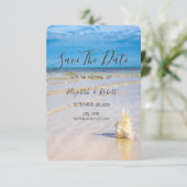 Strandgolven Schelpen Save The Date (Staand voorkant)