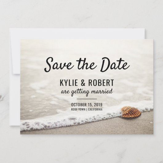 Strandgolven Trouwen Bewaar De Datum Kaart (Voorkant)