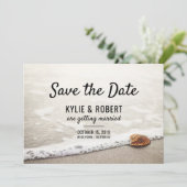 Strandgolven Trouwen Bewaar De Datum Kaart (Staand voorkant)