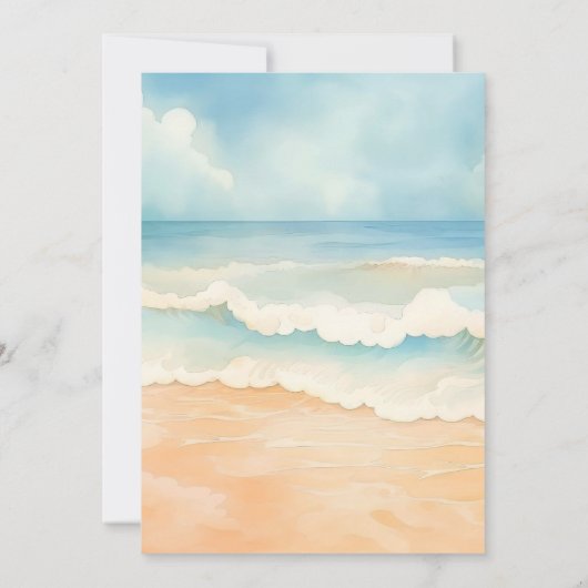 Strandgolven watergekleurde bruiloft opslaan van d save the date (Achterkant)