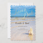 Strandgolven Zeeschelp De datum Save The Date (Voorkant)