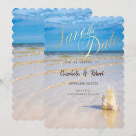 Strandgolven Zeeschelp De datum Save The Date