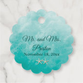 Strandgolven & zeesterren bedankjes labels (Achterkant)