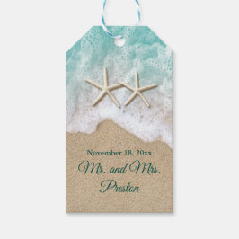 Strandgolven & zeesterren cadeaulabel