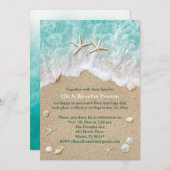 Strandgolven & Zeesterren Uitnodiging Na Huwelijk (Voorkant / Achterkant)