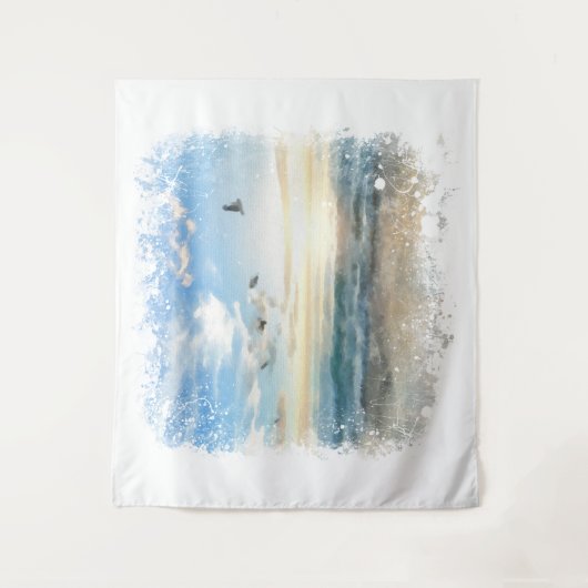 *~* Strandgolven Zonsondergang Zonsopgang Zonsonde Wandkleed (Voorkant)