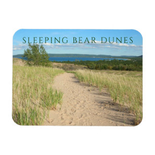 Strandgras, Zand, Sleeping Bear Trail, Michigan Magneet