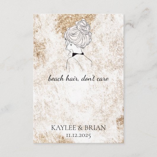Strandhaar bruidsmeisje Scrunchie houder Informatiekaartje (Voorkant)