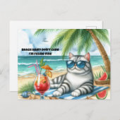 Strandhaar maakt het niet uit Feline Fine Cat Brie Briefkaart (Voorkant / Achterkant)