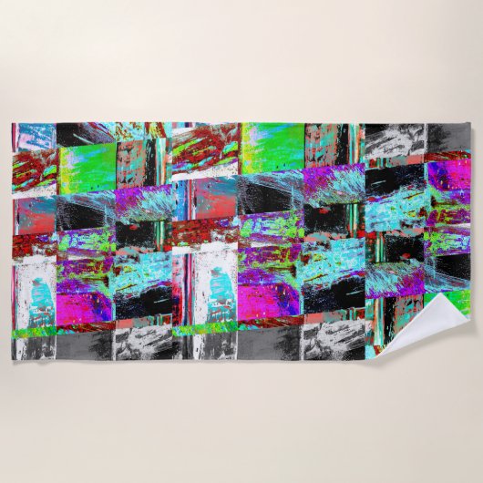 Strandhanddoek – Abstract raster Strandlaken (Voorkant)