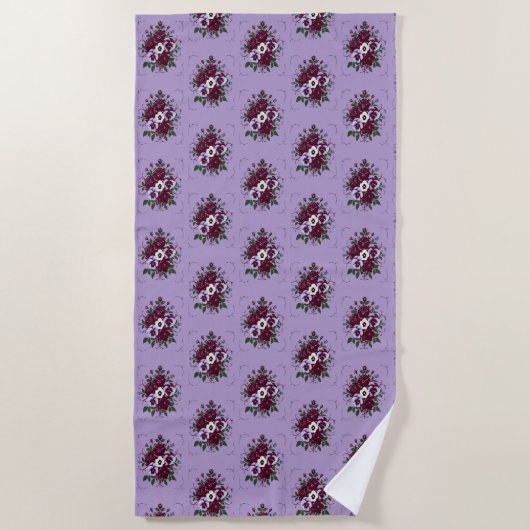 Strandhanddoek Boeket Viooltjes Strandlaken (Voorkant)